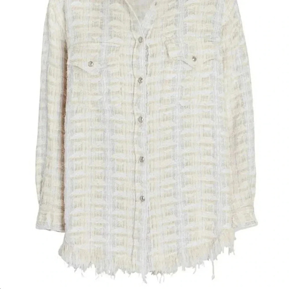 IRO NEW Marsh Metallic Ecru Silver Tweed Shacket Shirt Jacket 38 - Picture 7 of 15